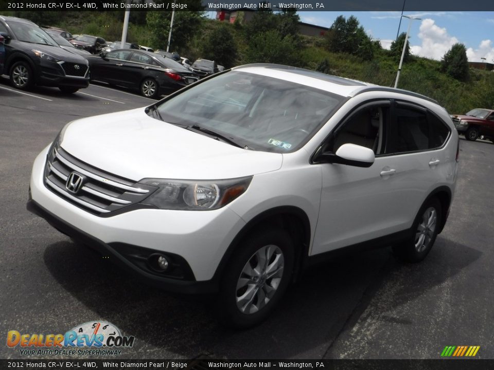 2012 Honda CR-V EX-L 4WD White Diamond Pearl / Beige Photo #5