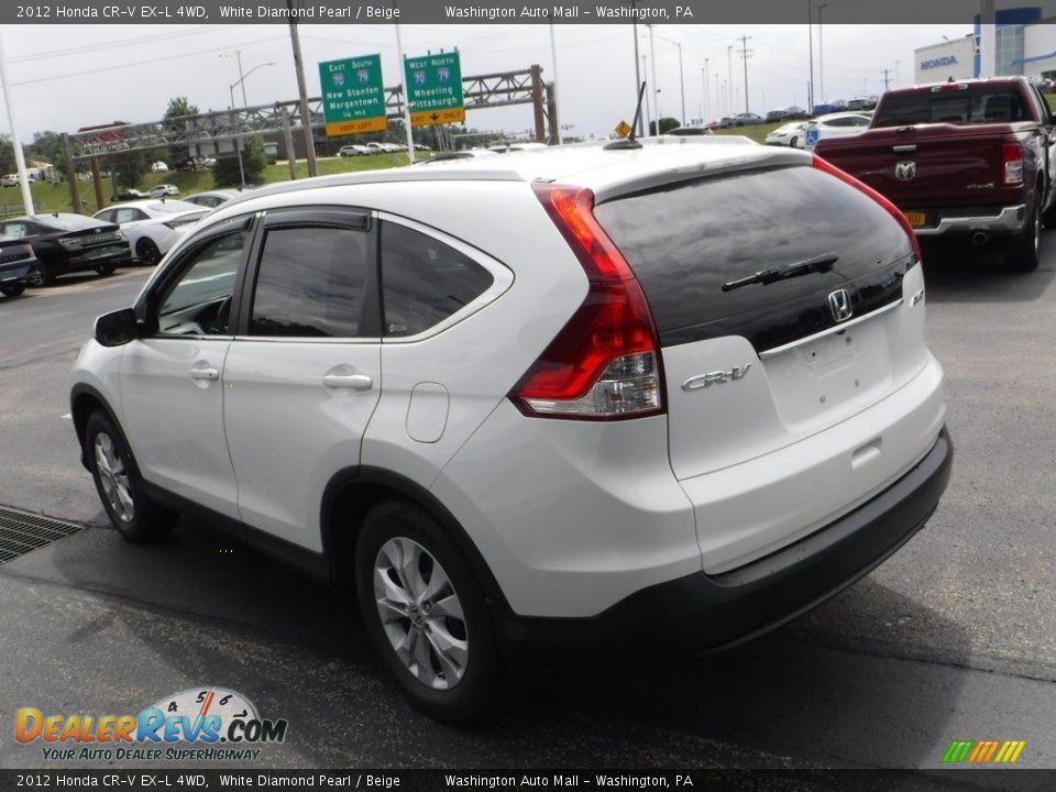 2012 Honda CR-V EX-L 4WD White Diamond Pearl / Beige Photo #7