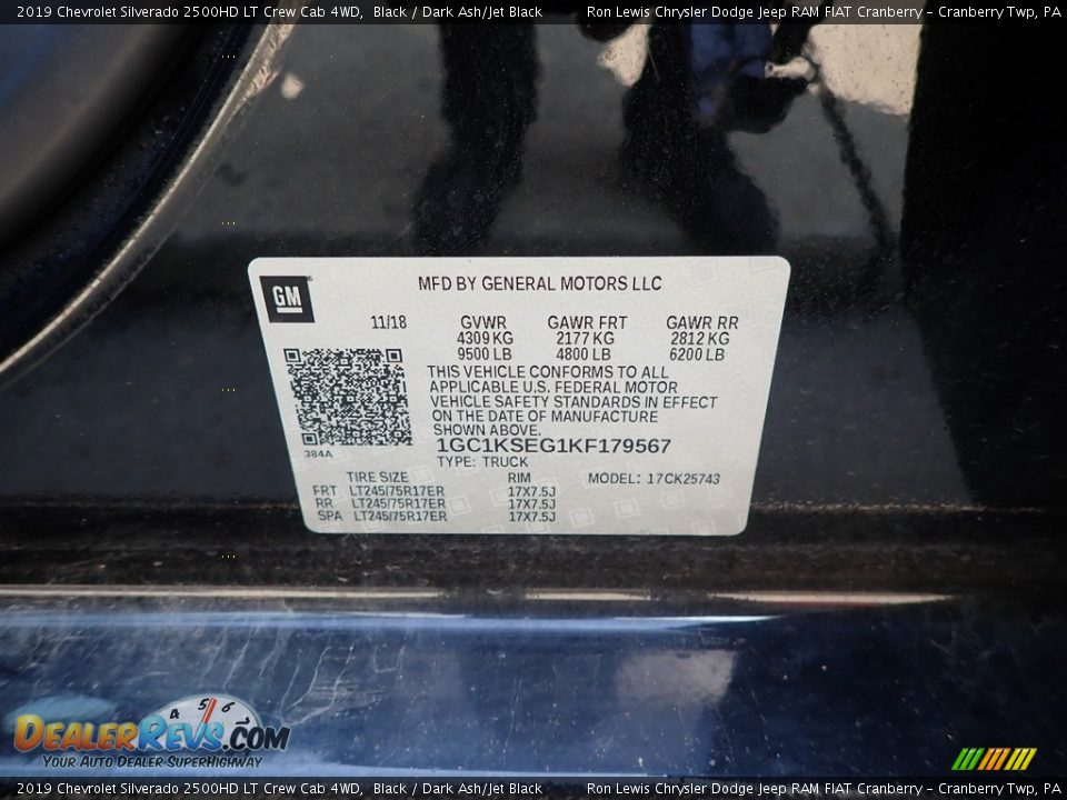 2019 Chevrolet Silverado 2500HD LT Crew Cab 4WD Black / Dark Ash/Jet Black Photo #11