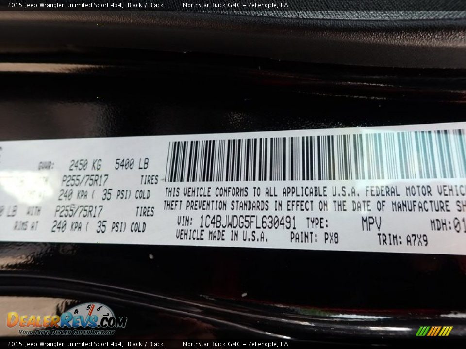 2015 Jeep Wrangler Unlimited Sport 4x4 Black / Black Photo #15