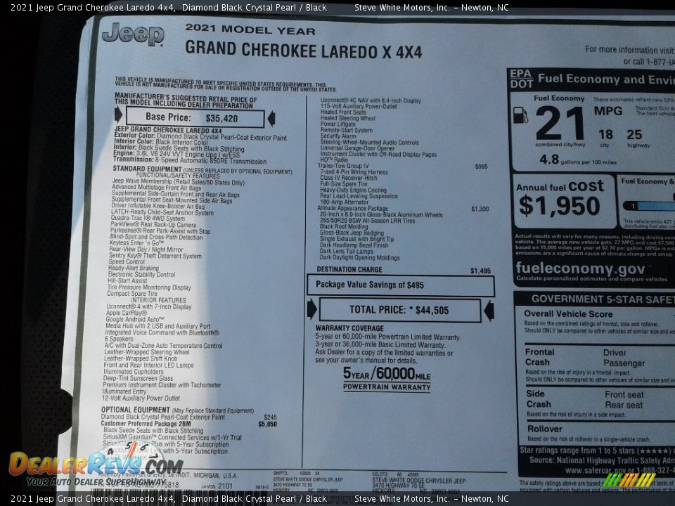 2021 Jeep Grand Cherokee Laredo 4x4 Diamond Black Crystal Pearl / Black Photo #29