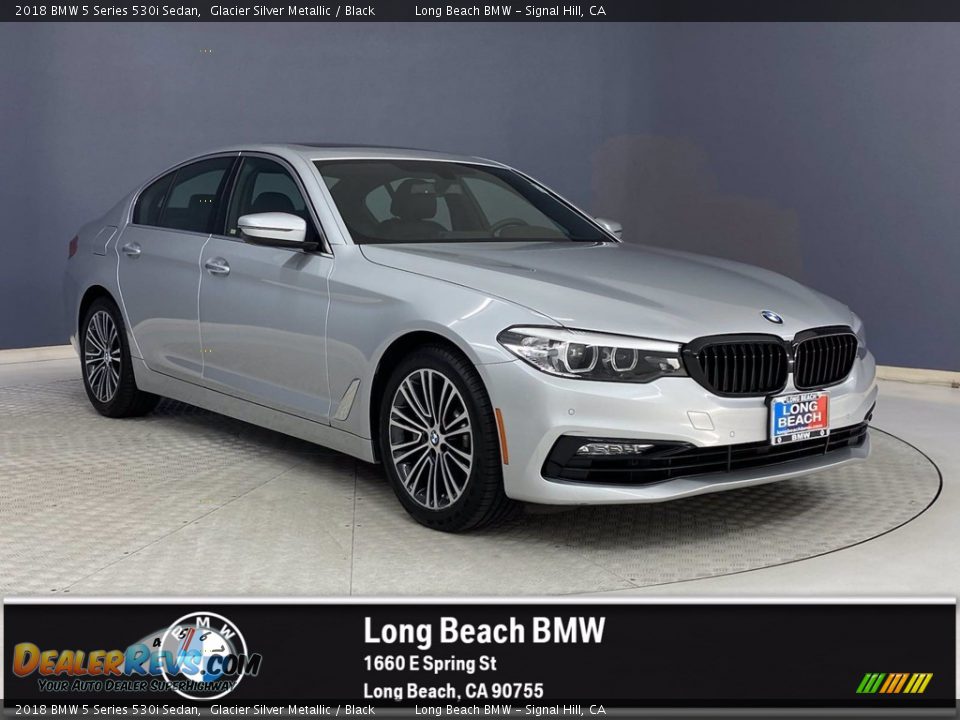 2018 BMW 5 Series 530i Sedan Glacier Silver Metallic / Black Photo #1