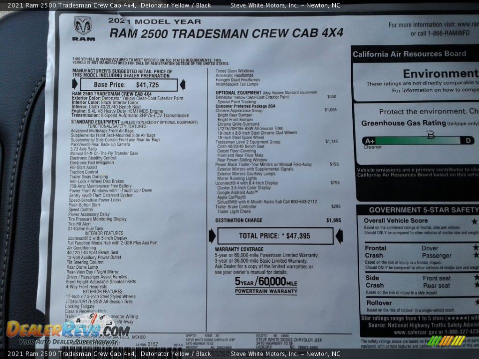 2021 Ram 2500 Tradesman Crew Cab 4x4 Detonator Yellow / Black Photo #26