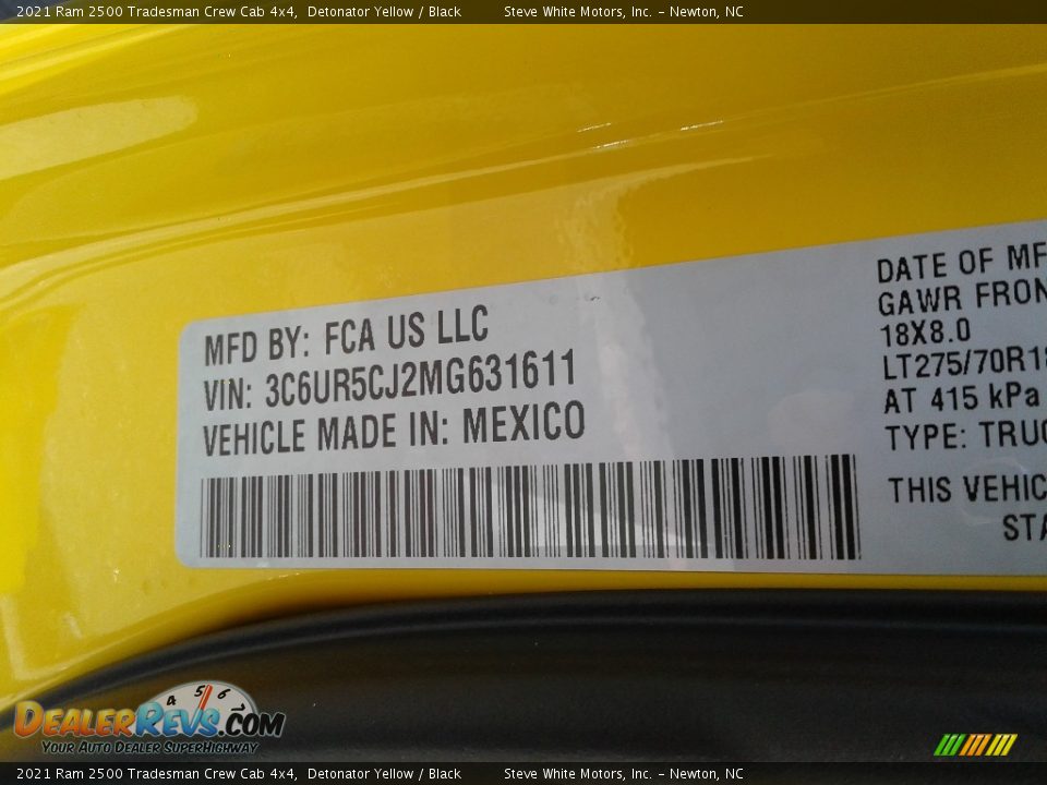 2021 Ram 2500 Tradesman Crew Cab 4x4 Detonator Yellow / Black Photo #28