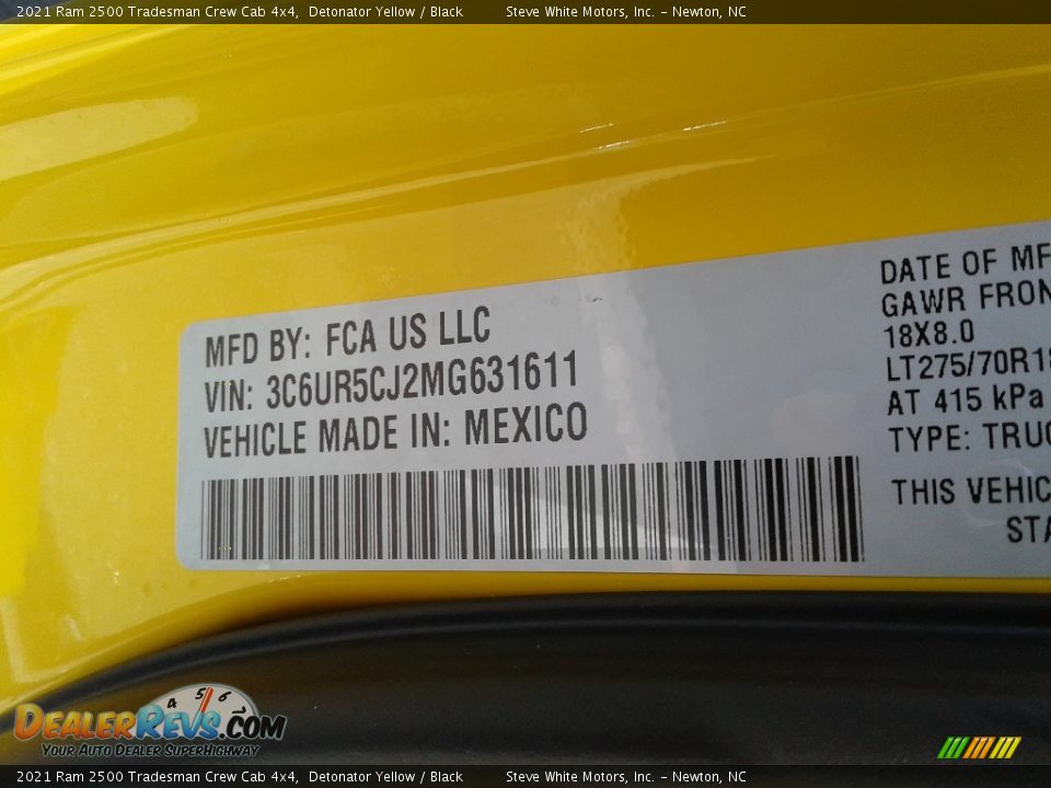 2021 Ram 2500 Tradesman Crew Cab 4x4 Detonator Yellow / Black Photo #28