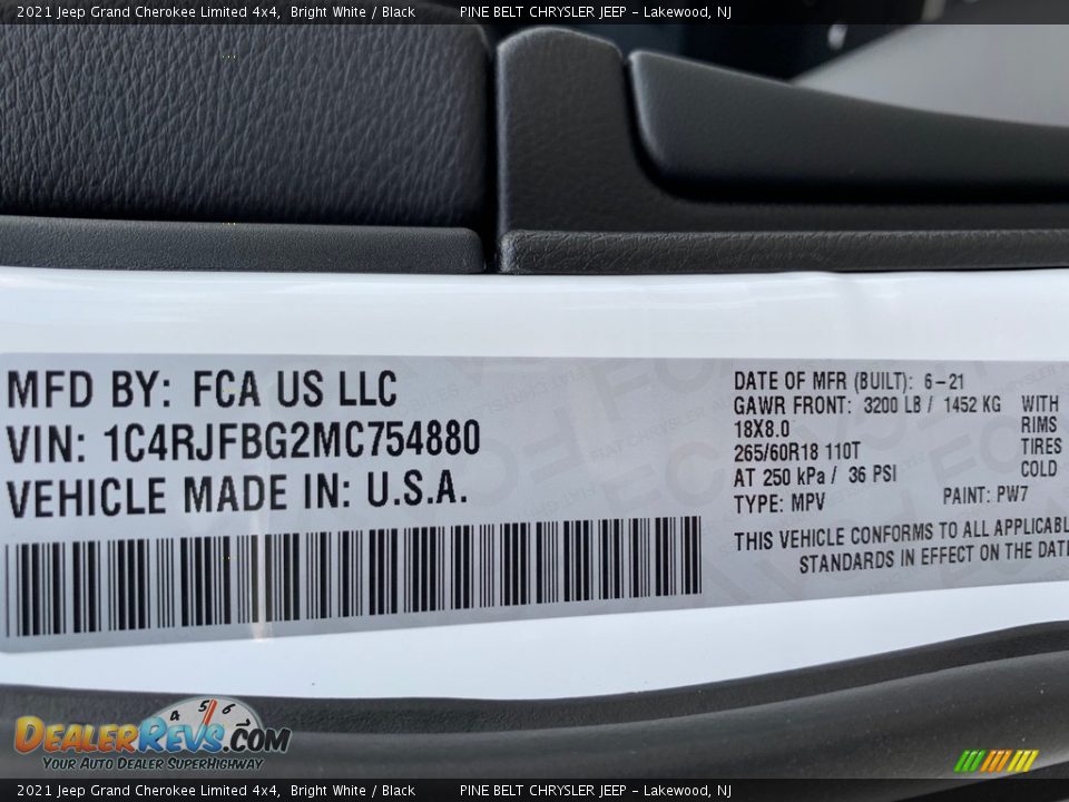 2021 Jeep Grand Cherokee Limited 4x4 Bright White / Black Photo #14