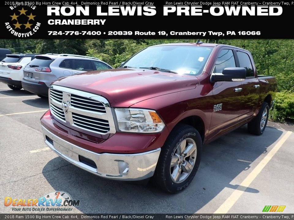 2018 Ram 1500 Big Horn Crew Cab 4x4 Delmonico Red Pearl / Black/Diesel Gray Photo #1