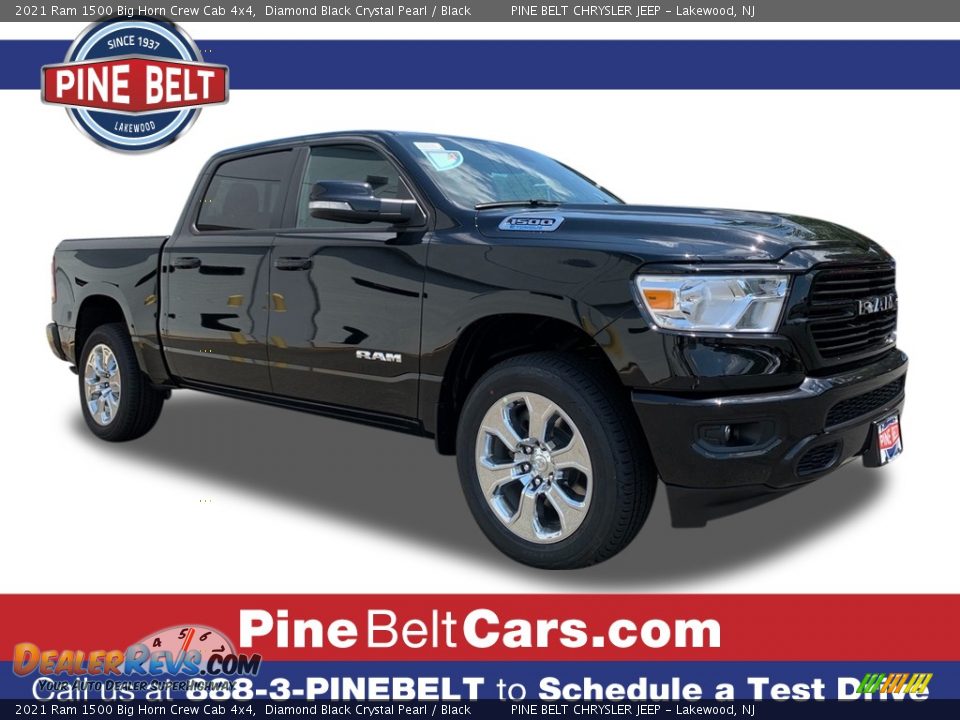 2021 Ram 1500 Big Horn Crew Cab 4x4 Diamond Black Crystal Pearl / Black Photo #1