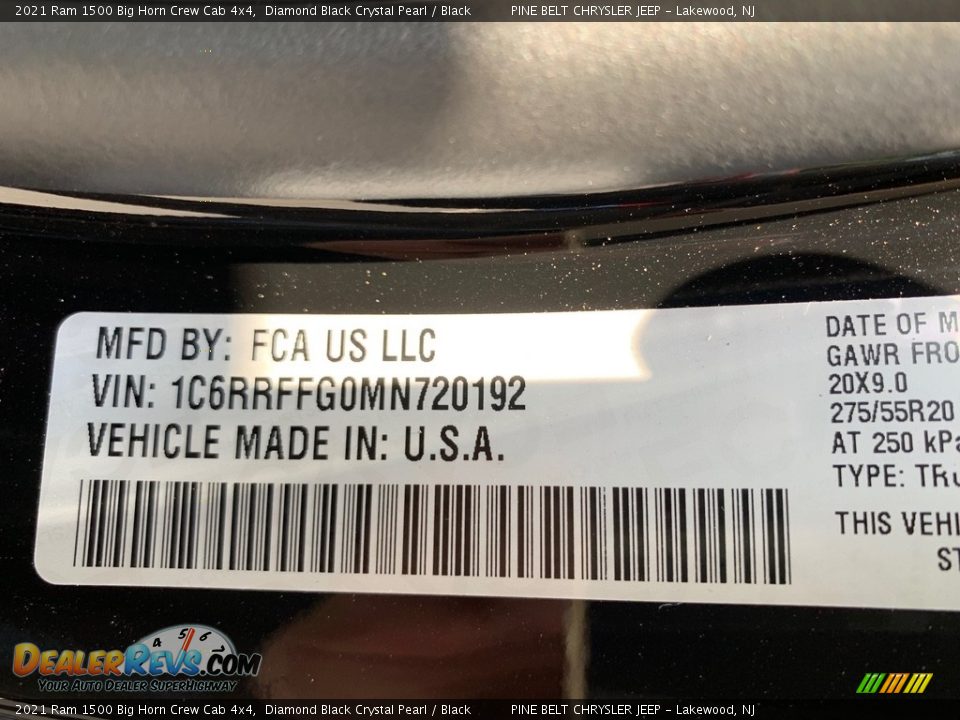 2021 Ram 1500 Big Horn Crew Cab 4x4 Diamond Black Crystal Pearl / Black Photo #14