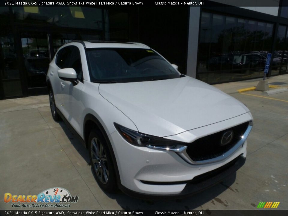 2021 Mazda CX-5 Signature AWD Snowflake White Pearl Mica / Caturra Brown Photo #1