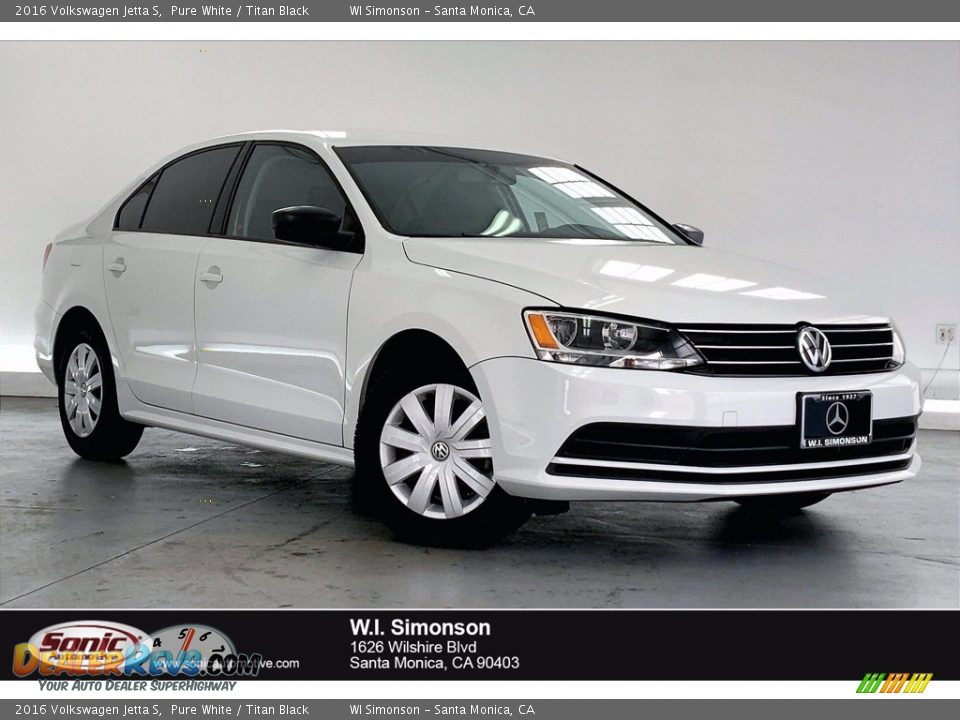 2016 Volkswagen Jetta S Pure White / Titan Black Photo #1