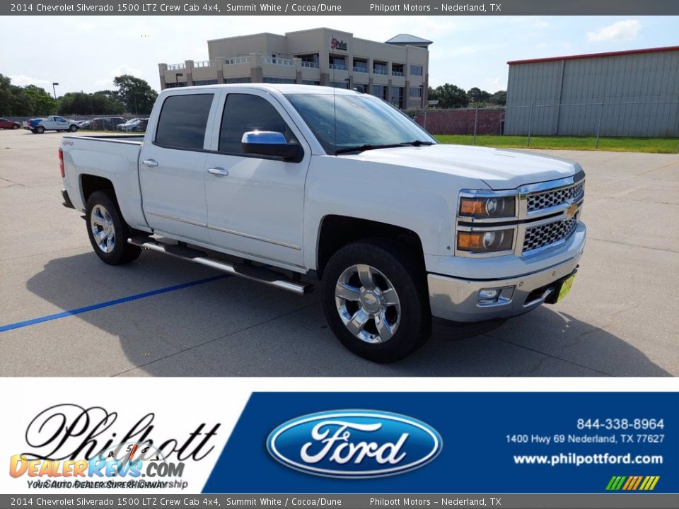2014 Chevrolet Silverado 1500 LTZ Crew Cab 4x4 Summit White / Cocoa/Dune Photo #1