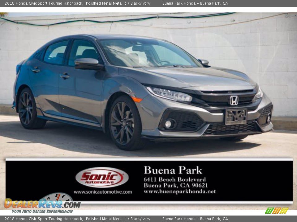 2018 Honda Civic Sport Touring Hatchback Polished Metal Metallic / Black/Ivory Photo #1