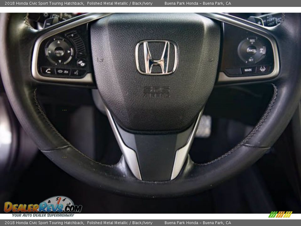2018 Honda Civic Sport Touring Hatchback Polished Metal Metallic / Black/Ivory Photo #13