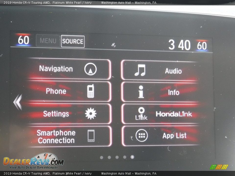 2019 Honda CR-V Touring AWD Platinum White Pearl / Ivory Photo #21