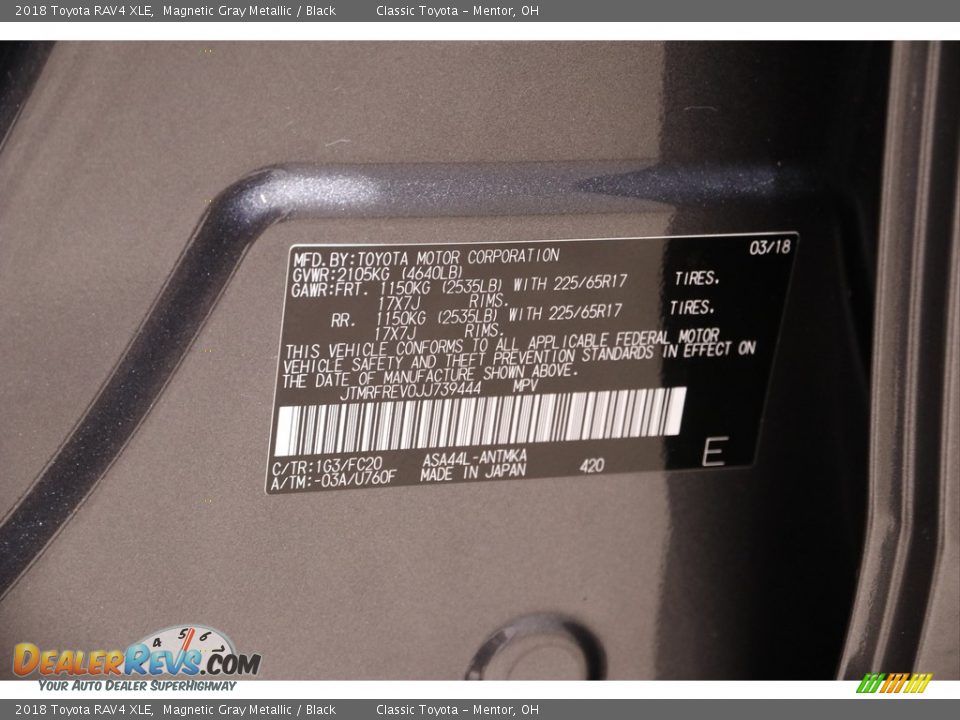 2018 Toyota RAV4 XLE Magnetic Gray Metallic / Black Photo #19