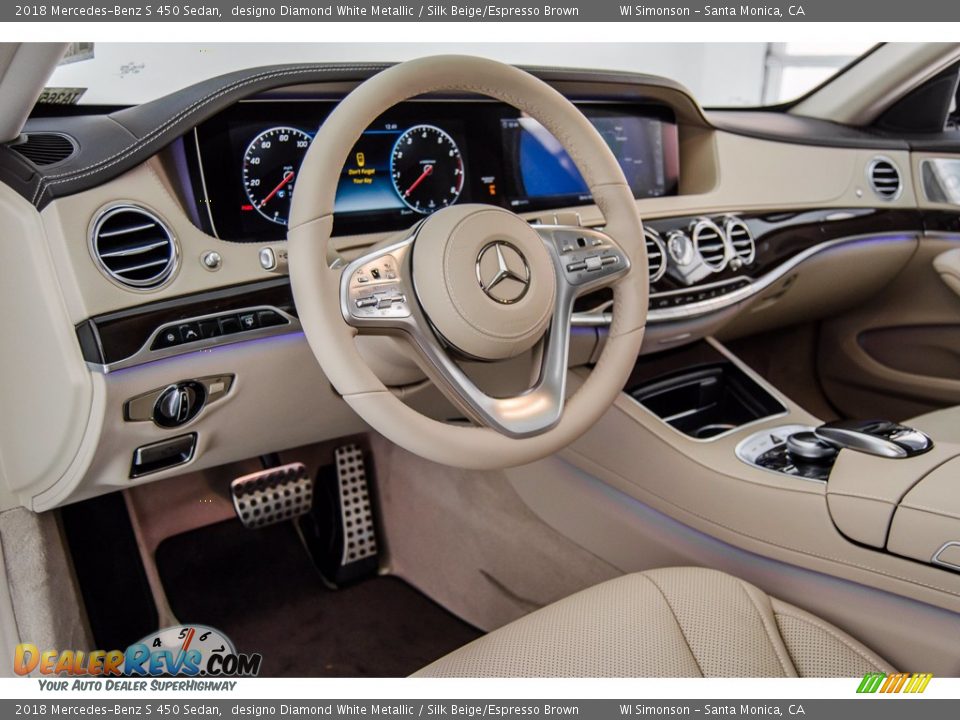 2018 Mercedes-Benz S 450 Sedan designo Diamond White Metallic / Silk Beige/Espresso Brown Photo #6