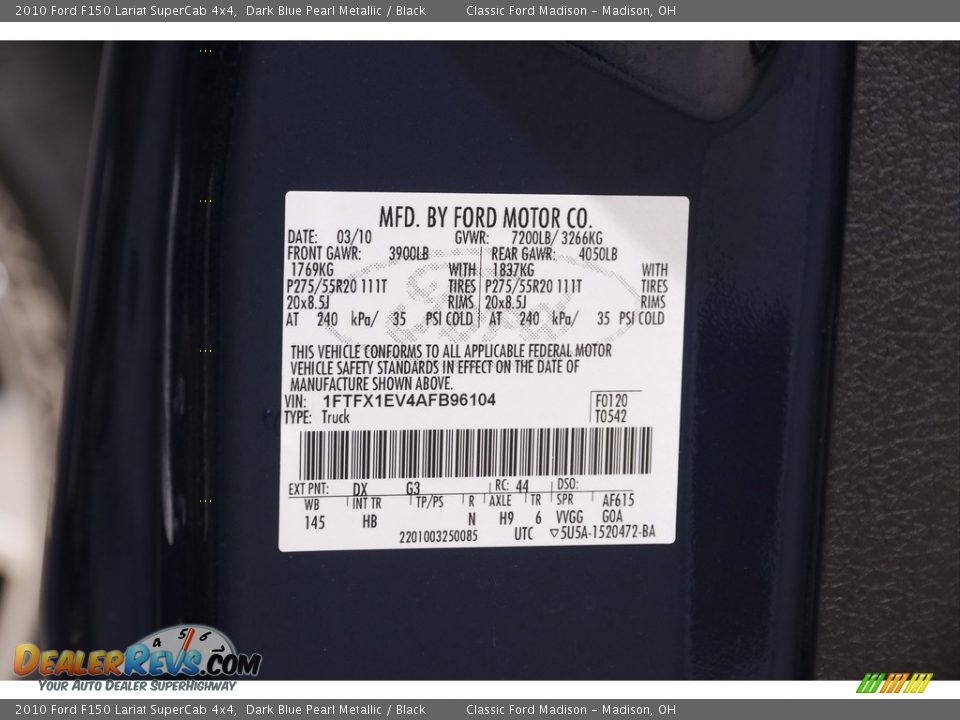 2010 Ford F150 Lariat SuperCab 4x4 Dark Blue Pearl Metallic / Black Photo #24