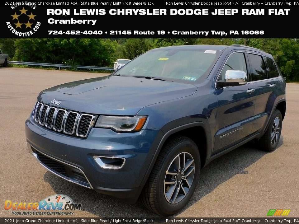 2021 Jeep Grand Cherokee Limited 4x4 Slate Blue Pearl / Light Frost Beige/Black Photo #1