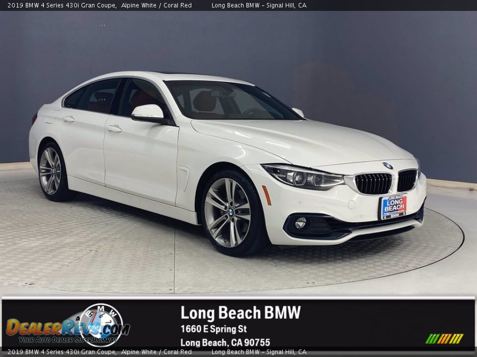 2019 BMW 4 Series 430i Gran Coupe Alpine White / Coral Red Photo #1