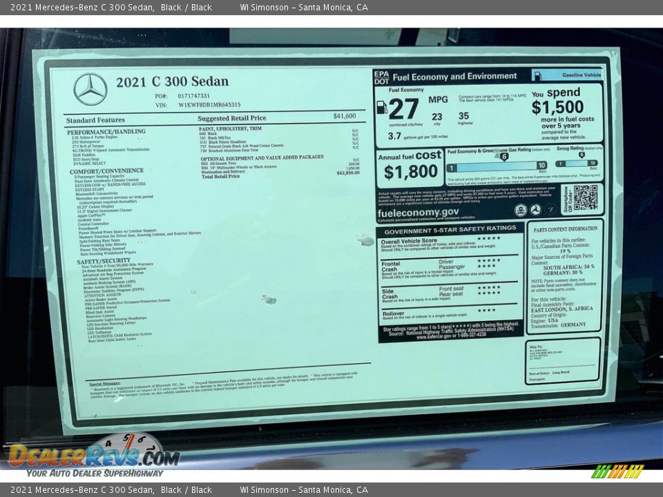 2021 Mercedes-Benz C 300 Sedan Black / Black Photo #12