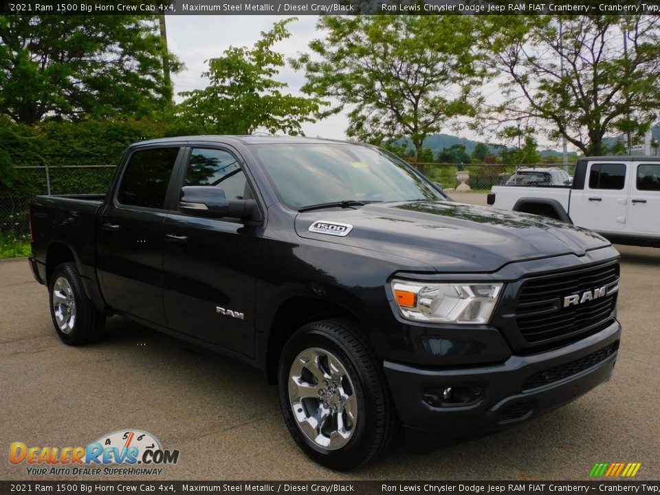 2021 Ram 1500 Big Horn Crew Cab 4x4 Maximum Steel Metallic / Diesel Gray/Black Photo #3