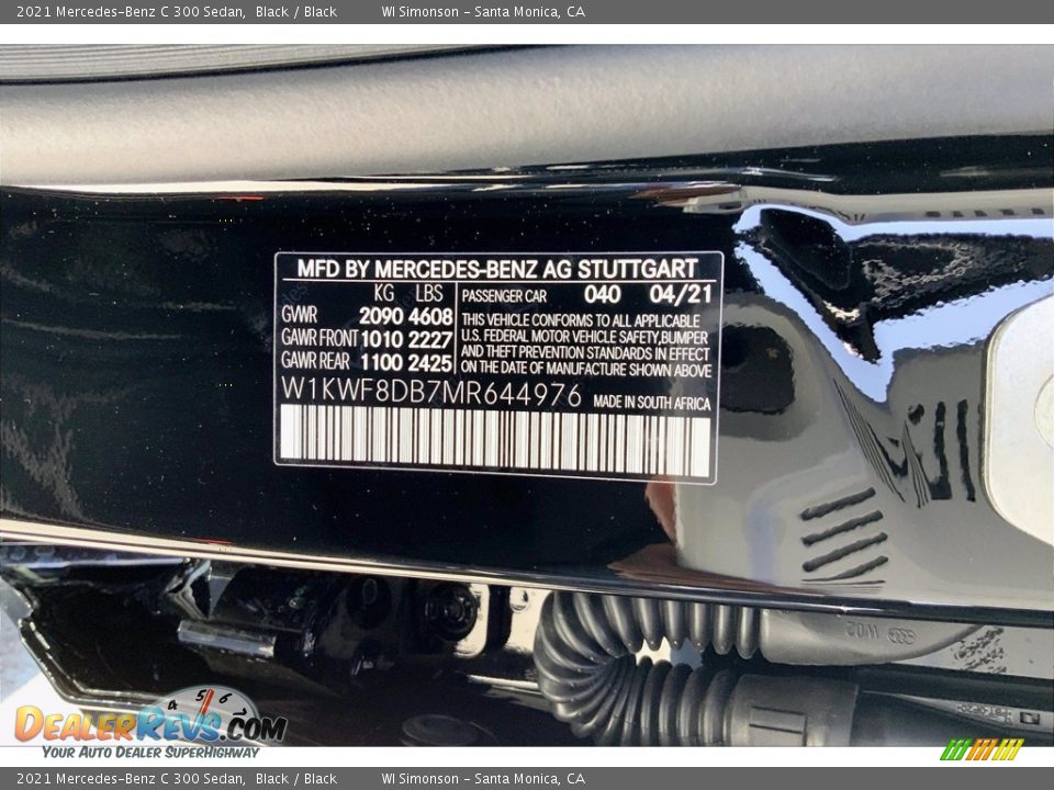 2021 Mercedes-Benz C 300 Sedan Black / Black Photo #13