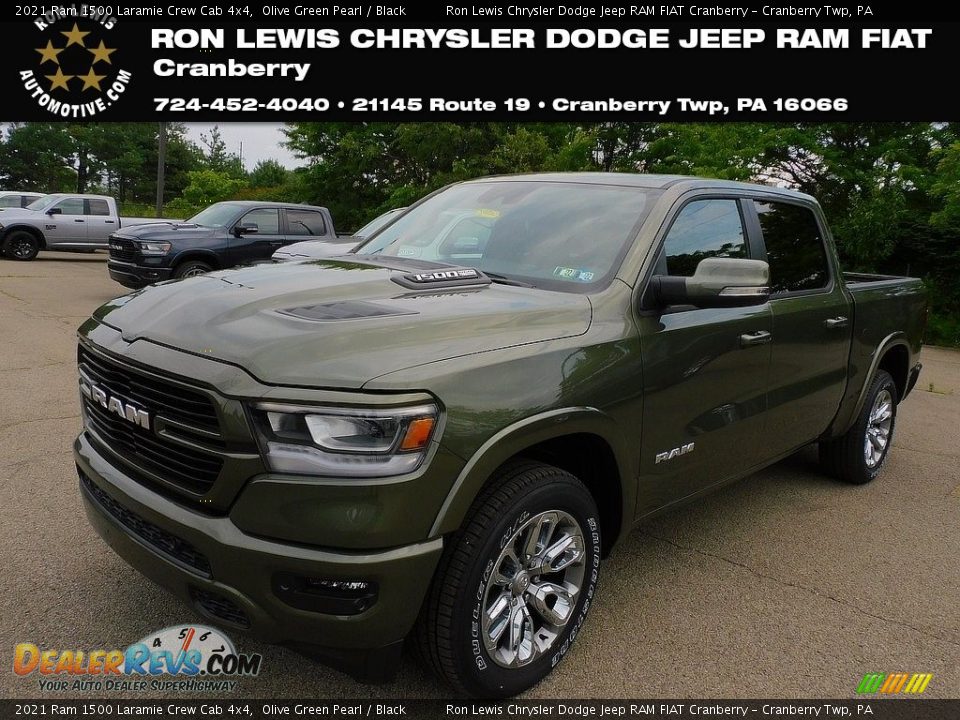 2021 Ram 1500 Laramie Crew Cab 4x4 Olive Green Pearl / Black Photo #1