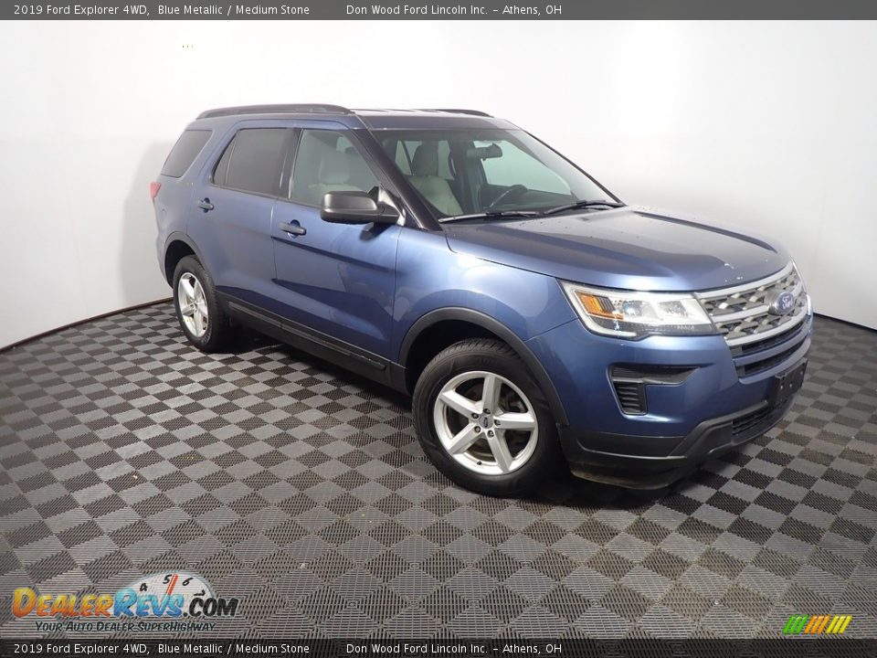 2019 Ford Explorer 4WD Blue Metallic / Medium Stone Photo #3