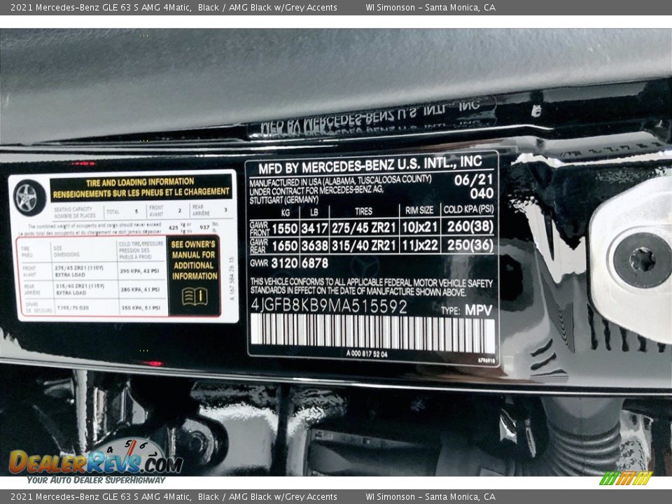2021 Mercedes-Benz GLE 63 S AMG 4Matic Black / AMG Black w/Grey Accents Photo #11