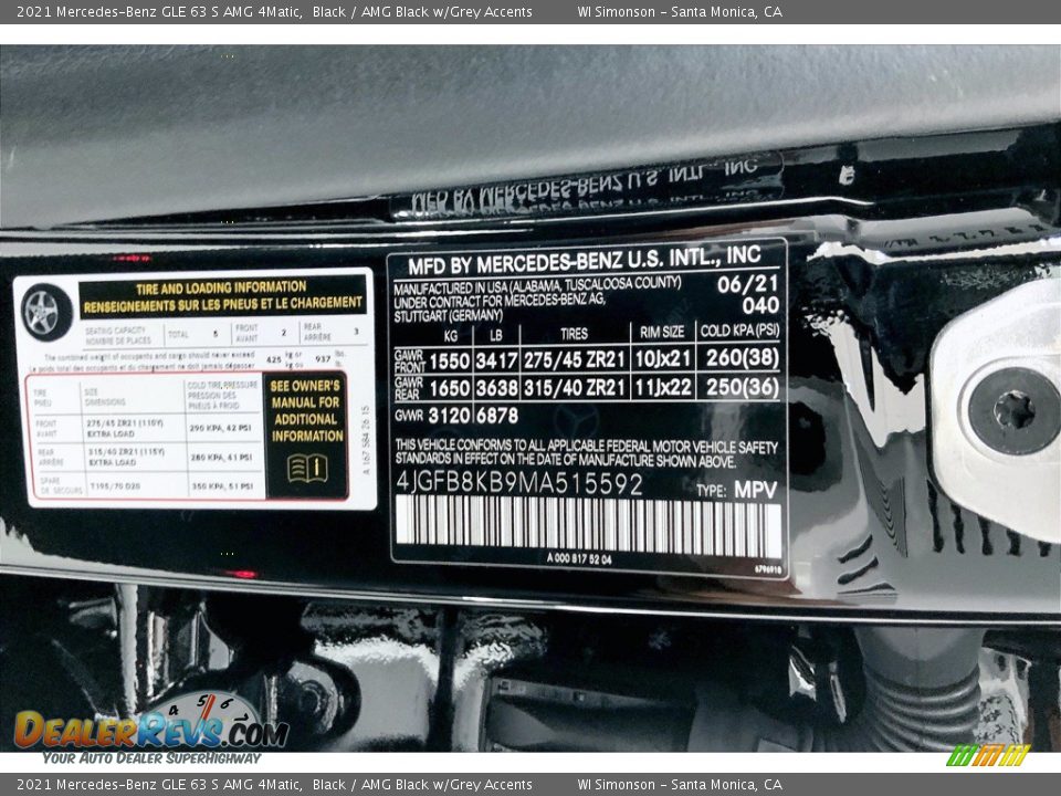 2021 Mercedes-Benz GLE 63 S AMG 4Matic Black / AMG Black w/Grey Accents Photo #11