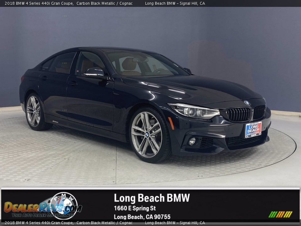 2018 BMW 4 Series 440i Gran Coupe Carbon Black Metallic / Cognac Photo #1