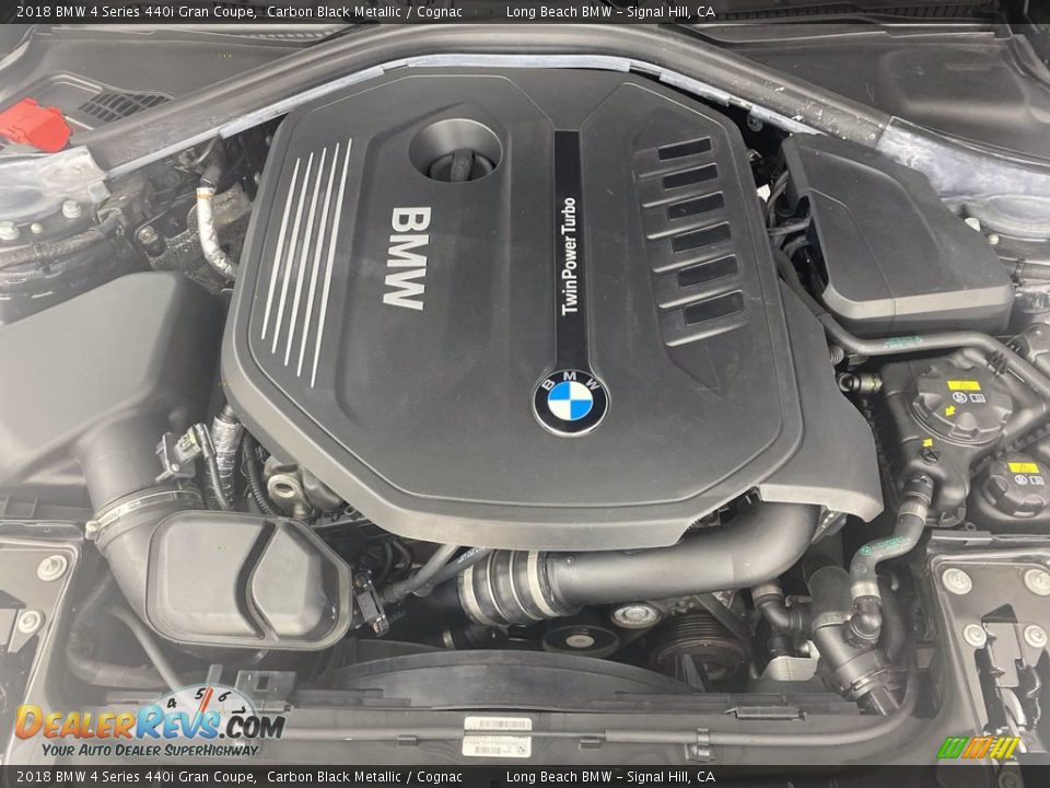 2018 BMW 4 Series 440i Gran Coupe Carbon Black Metallic / Cognac Photo #12