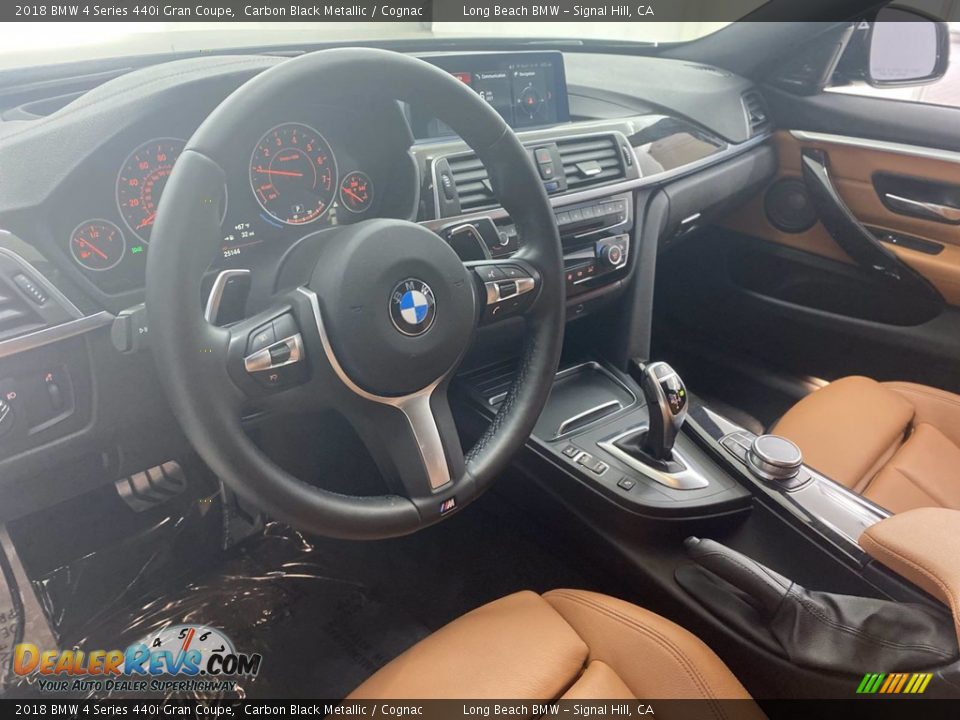 2018 BMW 4 Series 440i Gran Coupe Carbon Black Metallic / Cognac Photo #16