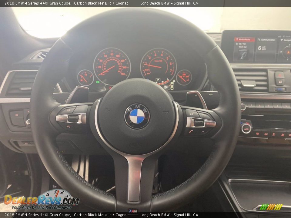 2018 BMW 4 Series 440i Gran Coupe Carbon Black Metallic / Cognac Photo #18