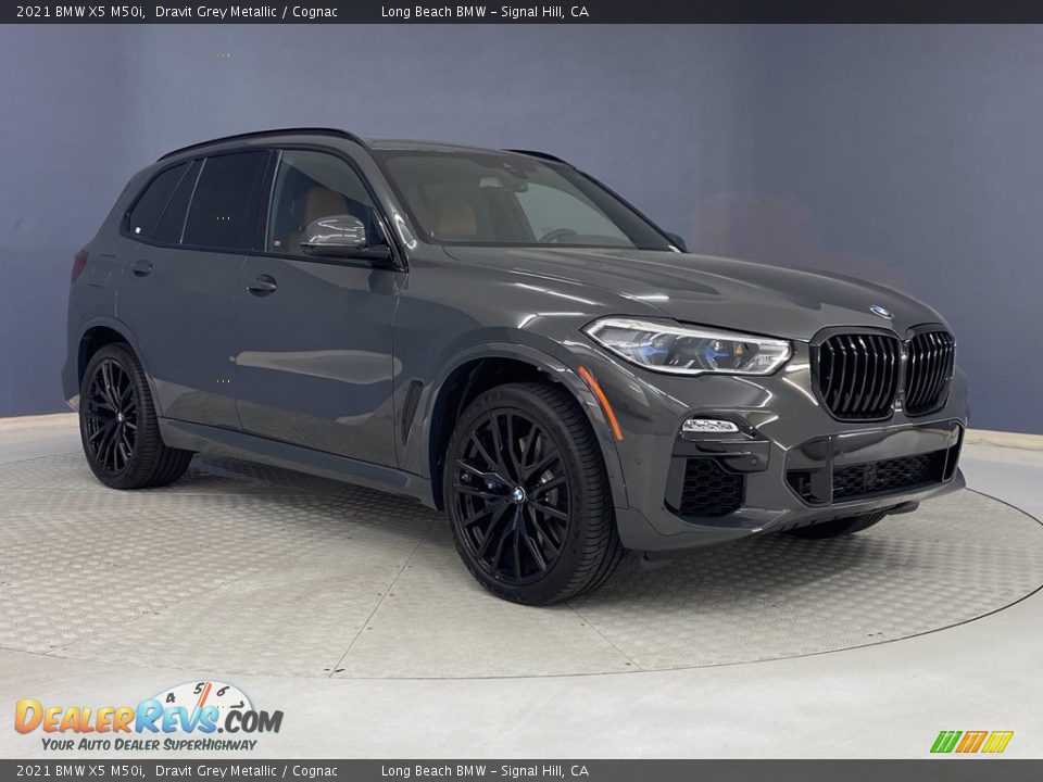 2021 BMW X5 M50i Dravit Grey Metallic / Cognac Photo #28