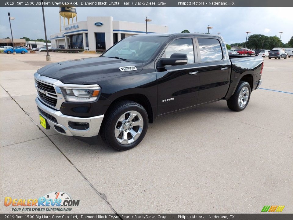 2019 Ram 1500 Big Horn Crew Cab 4x4 Diamond Black Crystal Pearl / Black/Diesel Gray Photo #3