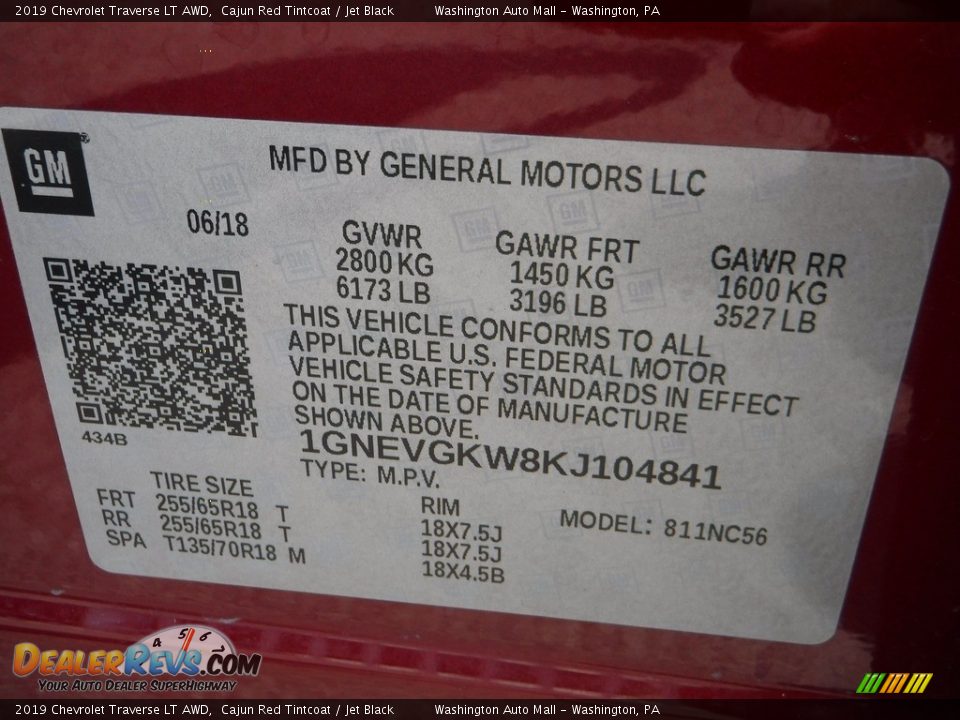 2019 Chevrolet Traverse LT AWD Cajun Red Tintcoat / Jet Black Photo #26