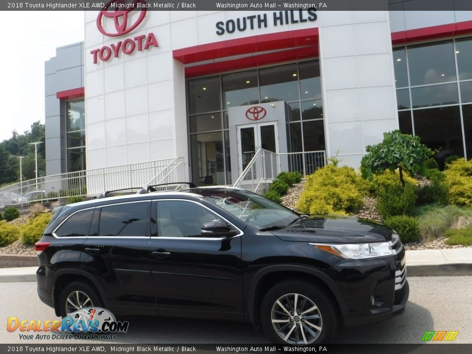 2018 Toyota Highlander XLE AWD Midnight Black Metallic / Black Photo #2