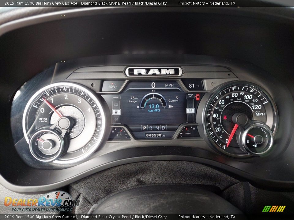 2019 Ram 1500 Big Horn Crew Cab 4x4 Diamond Black Crystal Pearl / Black/Diesel Gray Photo #18