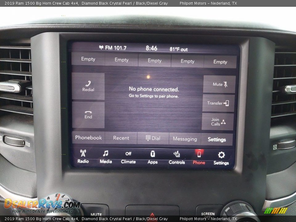 2019 Ram 1500 Big Horn Crew Cab 4x4 Diamond Black Crystal Pearl / Black/Diesel Gray Photo #20