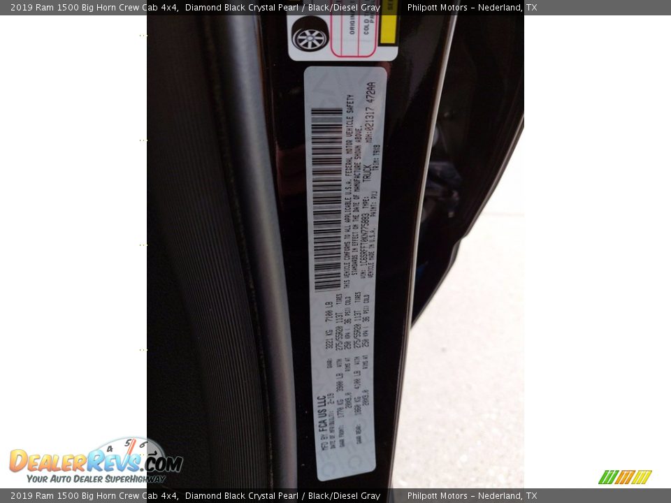 2019 Ram 1500 Big Horn Crew Cab 4x4 Diamond Black Crystal Pearl / Black/Diesel Gray Photo #25
