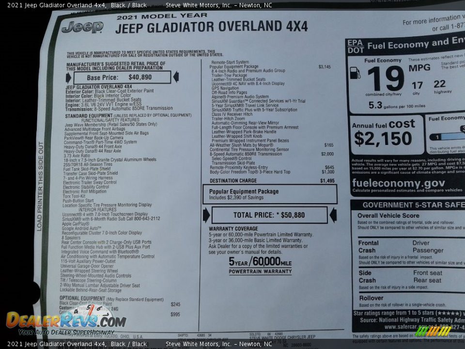 2021 Jeep Gladiator Overland 4x4 Black / Black Photo #30