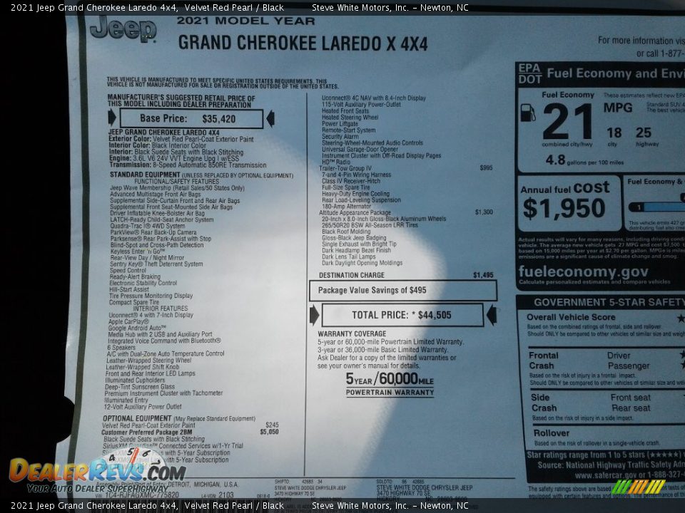 2021 Jeep Grand Cherokee Laredo 4x4 Velvet Red Pearl / Black Photo #30