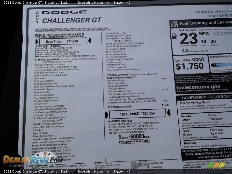 2021 Dodge Challenger GT Frostbite / Black Photo #26