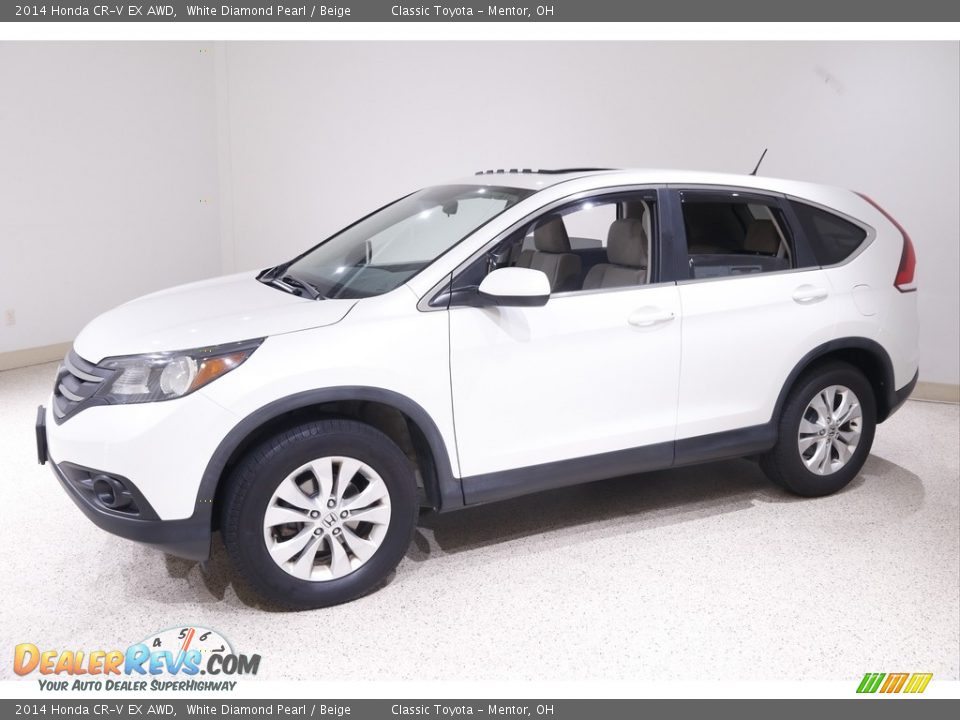 2014 Honda CR-V EX AWD White Diamond Pearl / Beige Photo #3