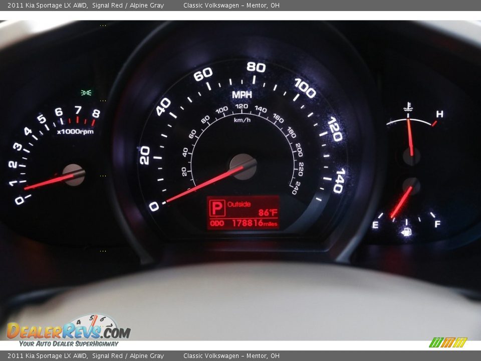 2011 Kia Sportage LX AWD Signal Red / Alpine Gray Photo #8