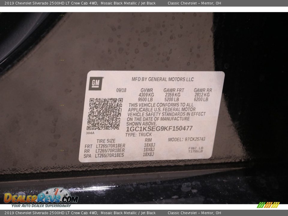 2019 Chevrolet Silverado 2500HD LT Crew Cab 4WD Mosaic Black Metallic / Jet Black Photo #21