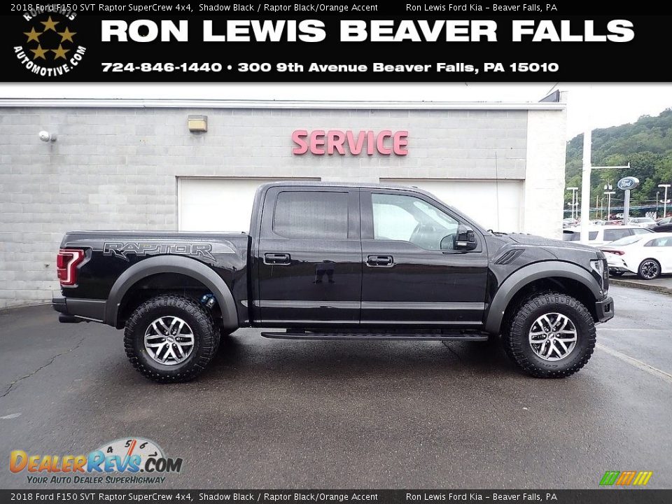 2018 Ford F150 SVT Raptor SuperCrew 4x4 Shadow Black / Raptor Black/Orange Accent Photo #1