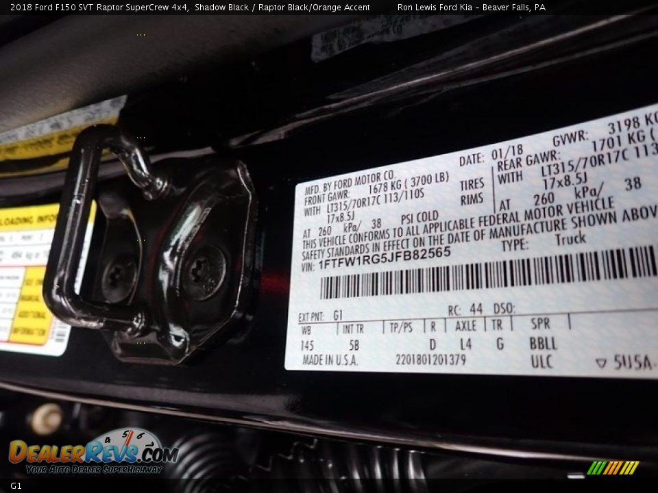 Ford Color Code G1 Shadow Black